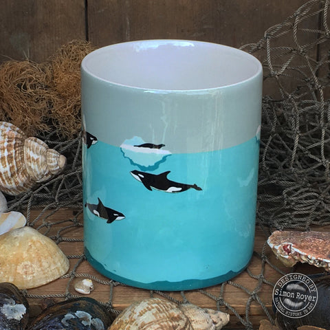 'Arctic design Killer Whales, Ceramic Mug by simon royer.'