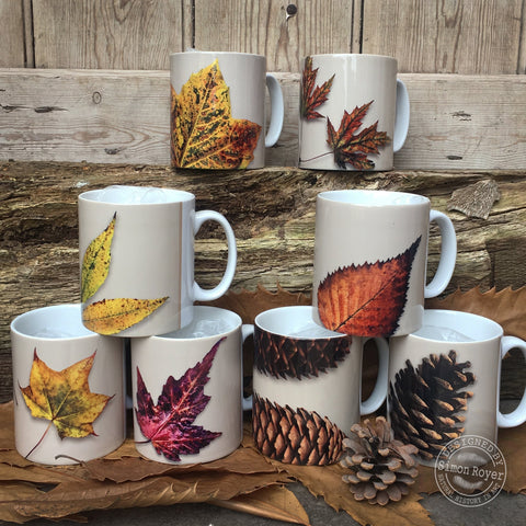 'Tree Leaf design ceramic mugs simon royer.'
