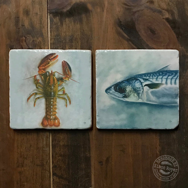 'Lobster & Crab Tumbled Marble Coasters by simon royer.'