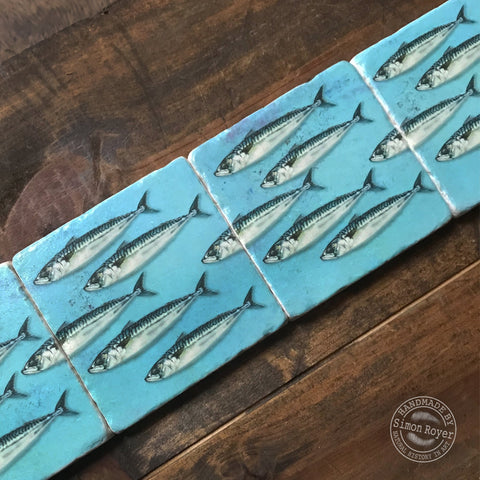 'Split Mackerel Shoal Tumbled Marble Coasters by simon royer.'