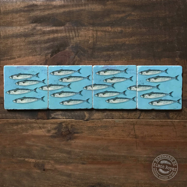 'Split Mackerel Shoal Tumbled Marble Coasters by simon royer.'