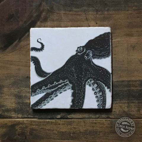 'Octopus Single Tumbled Marble Coaster by  simon royer.'