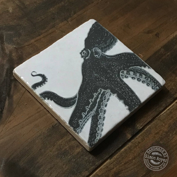 'Octopus Single Tumbled Marble Coaster by  simon royer.'