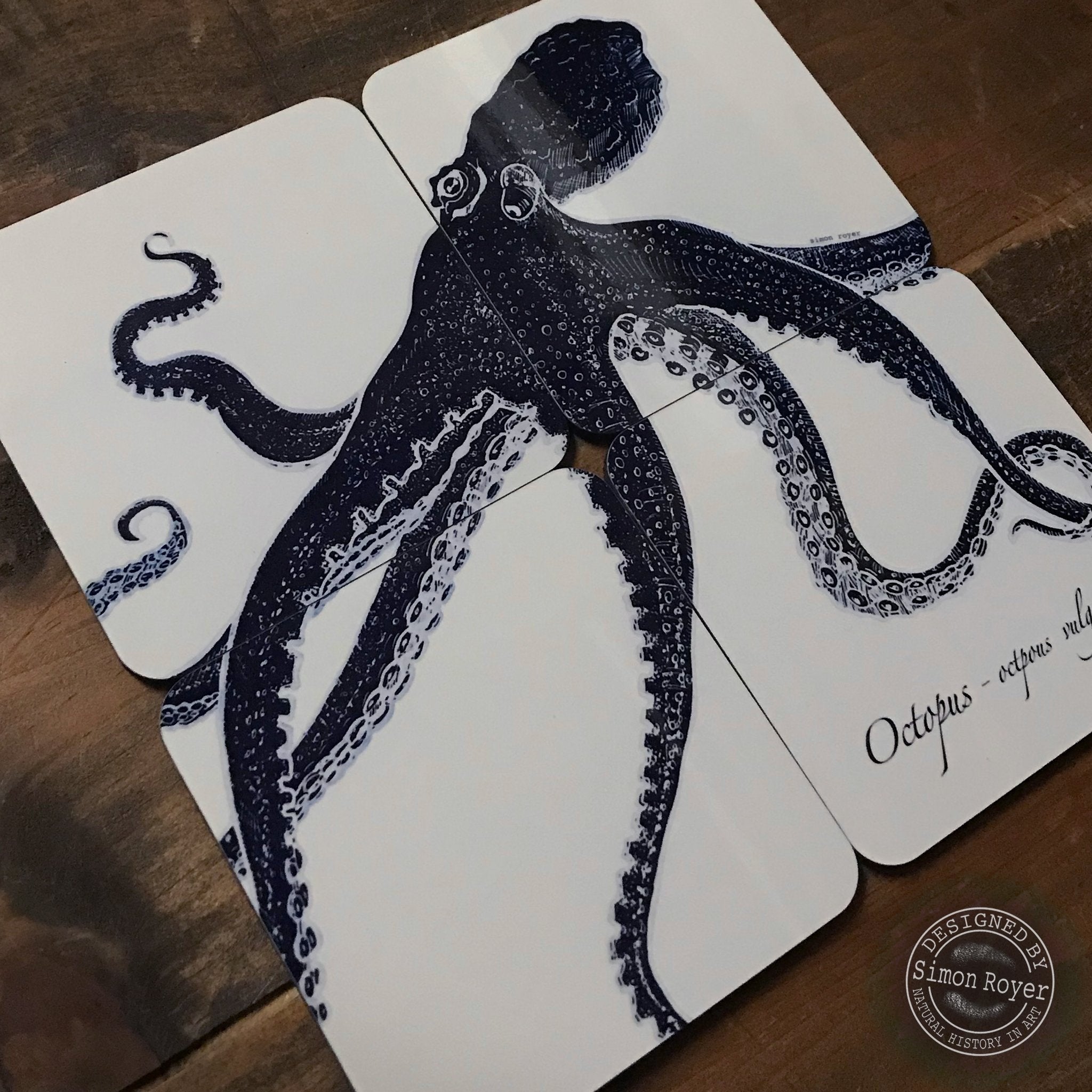  'A Set of Octopus Wooden Coasters by simon royer.'