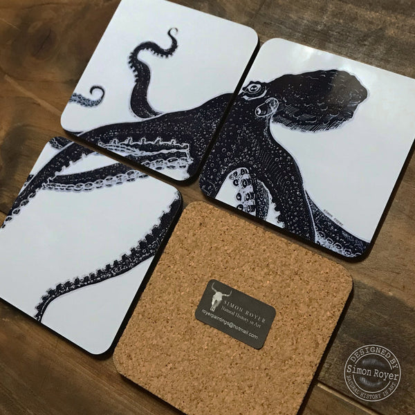  'A Set of Octopus Wooden Coasters by simon royer.'
