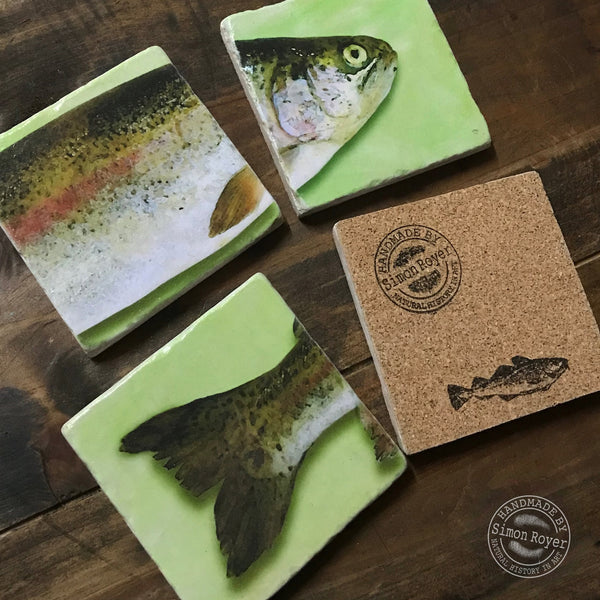 'Trout Split Tumbled Marble Coasters by simon royer.'