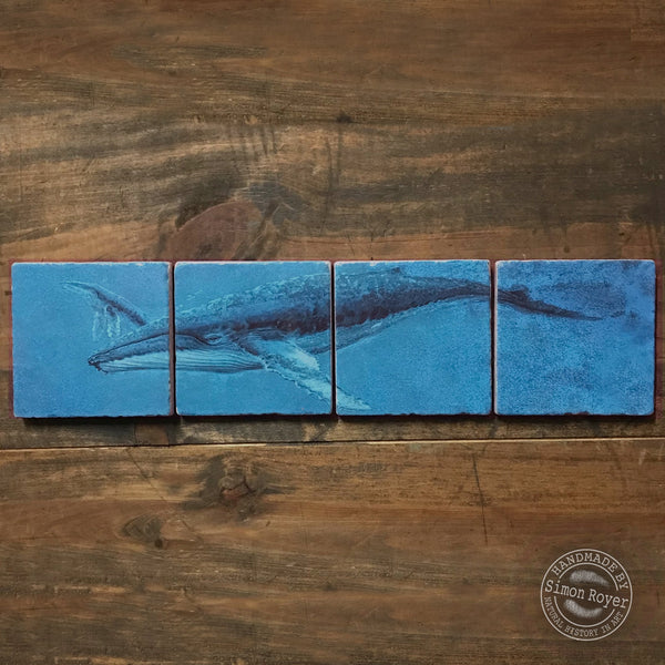 'Split Humpback Whale & Calf Tumbled Marble Coaster Set by simon royer.'