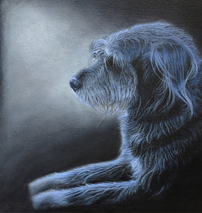 portrait acrylic painting of a dog artist simon royer