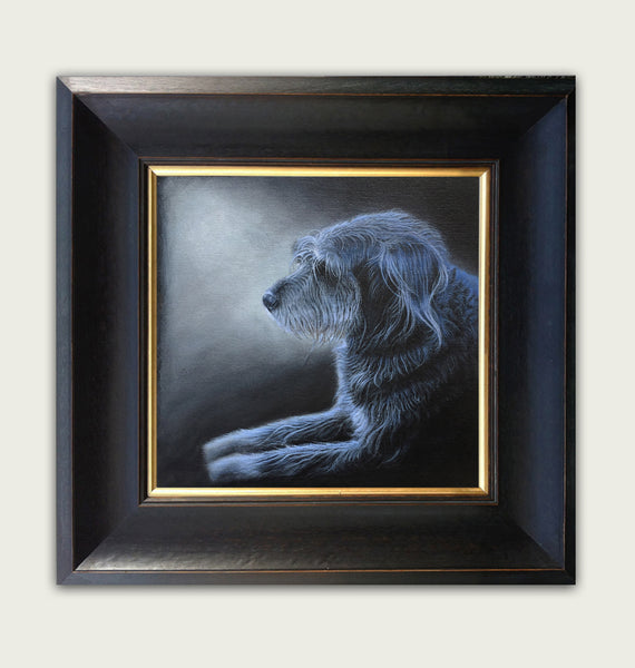 framed portrait acrylic painting of a dog artist simon royer