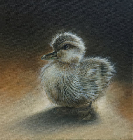 Duckling oil painting by artist simon royer.
