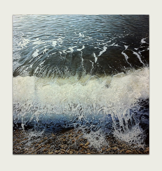 Large acrylic painting of "sea waves" by artist simon royer.