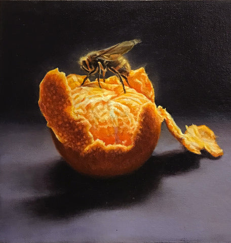 'Hornet and Mandarin still life painting oil painting by artist simon royer.'