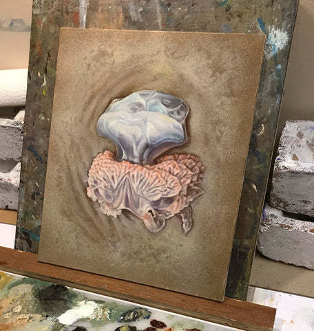 'Jelly fish oil painting by artist simon royer.'