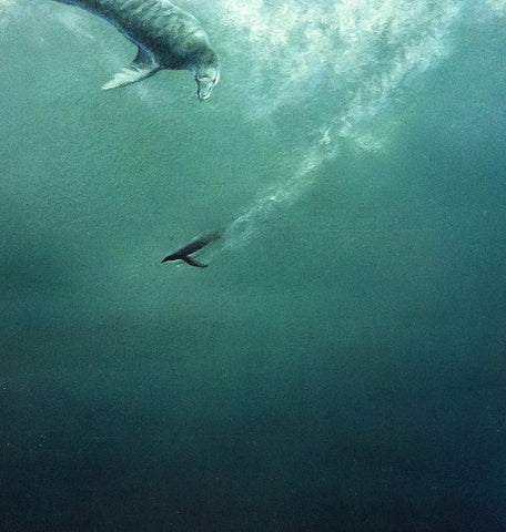 'Leopard Seal and Adélie Penguin oil painting by the artist simon royer.'