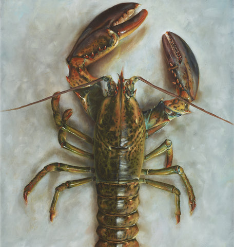 'Lobster still life oil painting by artist simon royer.'