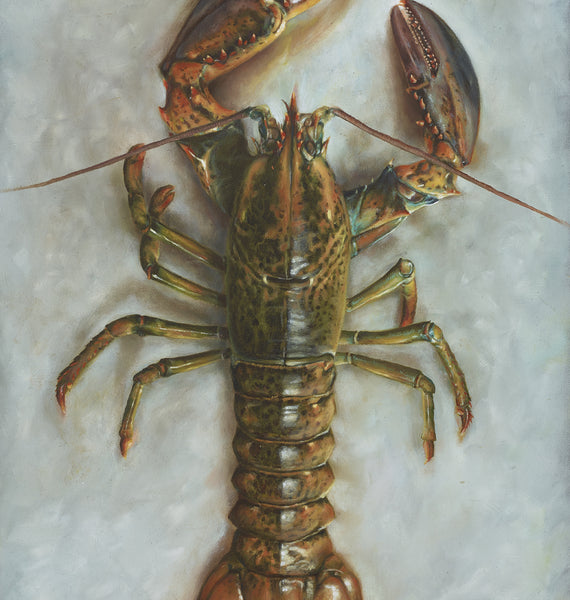 'Lobster still life oil painting by artist simon royer.'