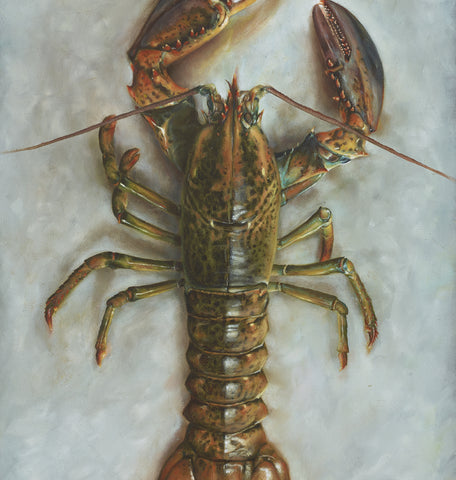 'Lobster still life oil painting by artist simon royer.'