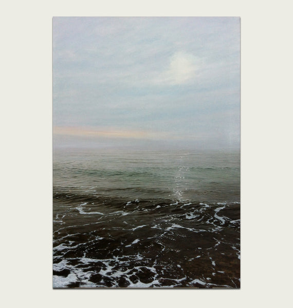 'Morning wave seascape oil painting by artist simon royer.'