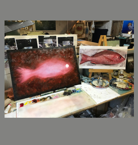 'Red Snapper Fish oil painting by artist simon royer.'