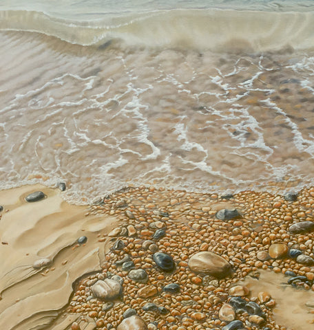 'Shoreline seascape oil painting by artist simon royer.'