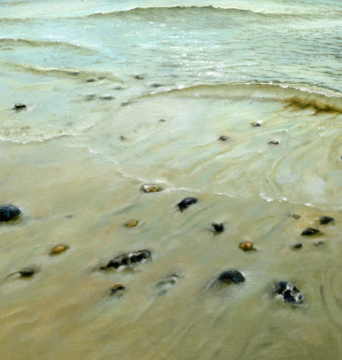 'Low tide seascape oil painting by artist simon royer.'