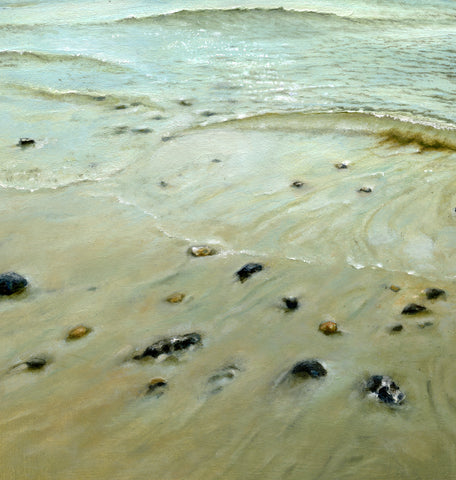 'Low tide seascape oil painting by artist simon royer.'