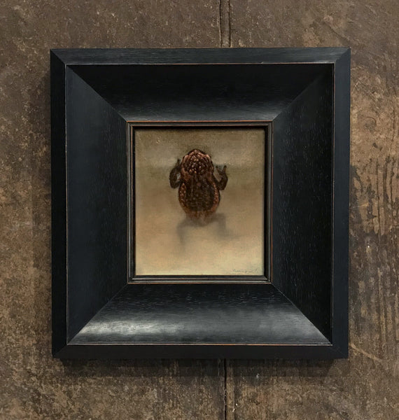 framed oil painting of a common toad swimming artist simon royer